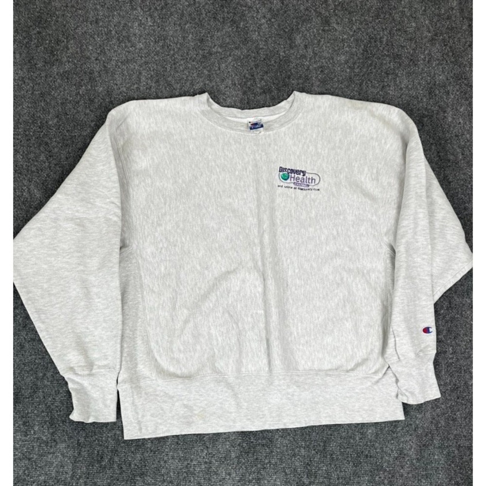 VTG 90's Champion Reverse Weave‎ Gray Discovery Healt Channel Sweatshirt XL